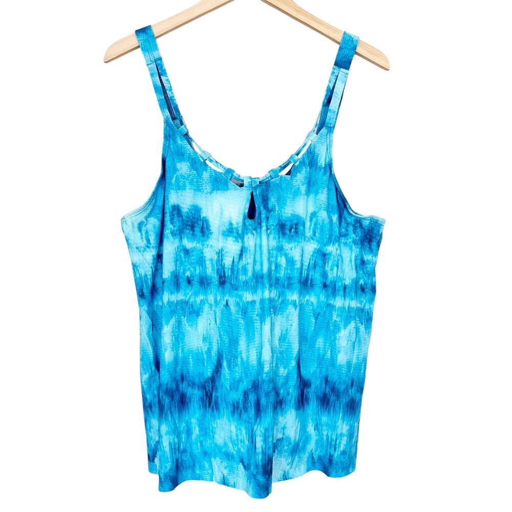 Birdsong Blue Tie Dye Tankini Bathing Suit Top Sz 22G/H - Picture 5 of 5